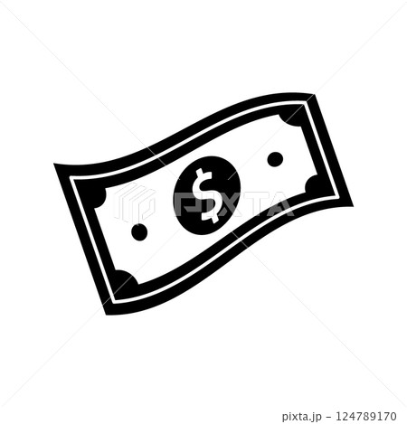 A dollar bill black icon. Investment and business concept. Vector illustration. A dollar bill black icon. Investment and business concept. Vector illustration. 124789170