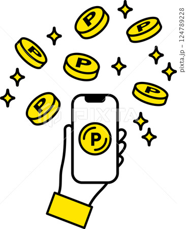 ポイントとスマホのイラストアイコン1 ポイントとスマホのイラストアイコン1 124789228