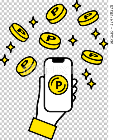 Point and smartphone illustration icon 1 124789228