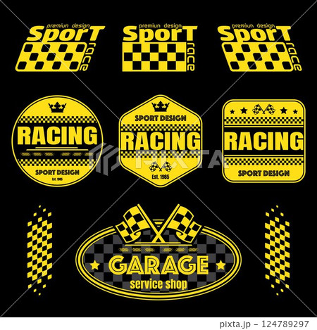 Sport race yellow designs set 124789297