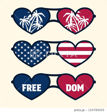 Heart shape USA glasses 124789303