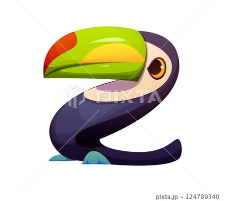 Cartoon Mexican font toucan bird letter Z. Hispanic culture holiday latin font letter. Mexican festival bird isolated vector English alphabet symbol or Cinco de Mayo ABC typeset element Cartoon Mexican font toucan bird letter Z. Hispanic culture holiday latin font letter. Mexican festival bird isolated vector English alphabet symbol or Cinco de Mayo ABC typeset element 124789340