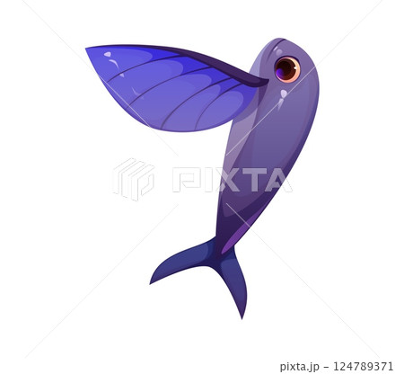 Cartoon underwater font flying fish digit 7 seven. Sea wildlife creature math font figure or number, aquatic animal isolated vector typeset digit or underwater nature typeface numeral symbol Cartoon underwater font flying fish digit 7 seven. Sea wildlife creature math font figure or number, aquatic animal isolated vector typeset digit or underwater nature typeface numeral symbol 124789371