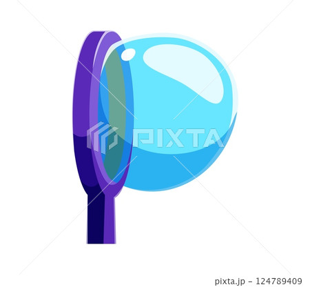 Summer font typeface for kids type in English alphabet, cartoon vector letter P. Summer travel and vacations font, letter P in shape of soap bubble wand for kids entertainment and fun typeface 124789409