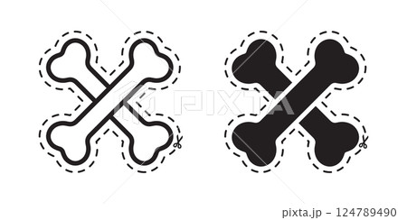 dog bone icon crossbones sticker cutting dash line vector logo symbol cartoon character pirate halloween illustration clip art isolated dog bone icon crossbones sticker cutting dash line vector logo symbol cartoon character pirate halloween illustration clip art isolated 124789490