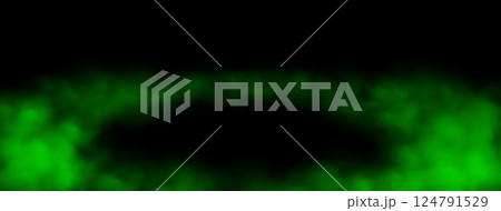 Green smoke on the floor, mist in the room or on the stage. Fog atmosphere effect. Green smoke on the floor, mist in the room or on the stage. Fog atmosphere effect. 124791529