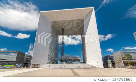 Defence business district of Paris timelapse hyperlapse, France. Defence business district of Paris timelapse hyperlapse, France. 124791660