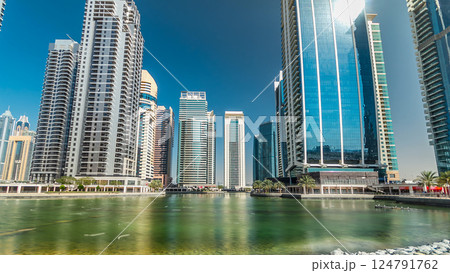 Residential buildings in Jumeirah Lake Towers timelapse hyperlapse in Dubai, UAE. Residential buildings in Jumeirah Lake Towers timelapse hyperlapse in Dubai, UAE. 124791762