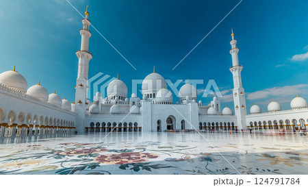 Sheikh Zayed Grand Mosque timelapse hyperlapse located in Abu Dhabi - capital city of United Arab Emirates. Sheikh Zayed Grand Mosque timelapse hyperlapse located in Abu Dhabi - capital city of United Arab Emirates. 124791784