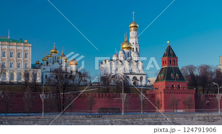 Moscow Kremlin Cathedral winter landscape embankment timelapse hyperlapse Moscow Kremlin Cathedral winter landscape embankment timelapse hyperlapse 124791906