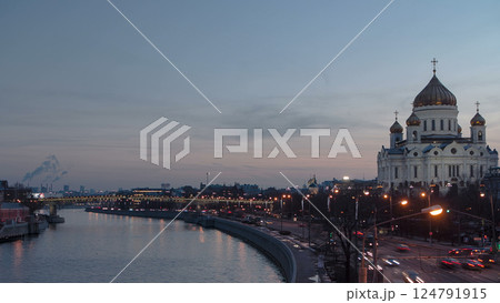 Majestic orthodox Cathedral of Christ Saviour day to night Timelapse hyperlapse, Russia Majestic orthodox Cathedral of Christ Saviour day to night Timelapse hyperlapse, Russia 124791915