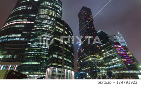Skyscrapers International Business Center City night timelapse hyperlapse, Moscow, Russia Skyscrapers International Business Center City night timelapse hyperlapse, Moscow, Russia 124791922