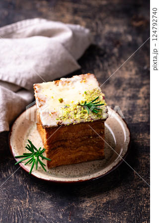 Trendy croissant in shape of cube Trendy croissant in shape of cube 124792740