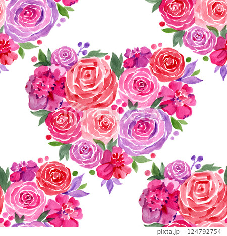 Vintage Valentine's Rose Seamless Pattern, Cute Preppy Pink Rose Heart, Printable Repeat Digital Paper Background Vintage Valentine's Rose Seamless Pattern, Cute Preppy Pink Rose Heart, Printable Repeat Digital Paper Background 124792754