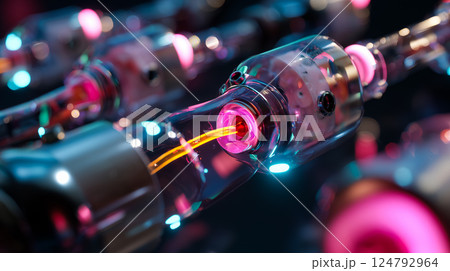 Inside view of a root canal being cleaned and sealed by autonomous nanobots 124792964