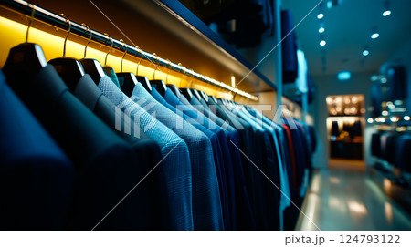 A luxury store with men clothing. 124793122