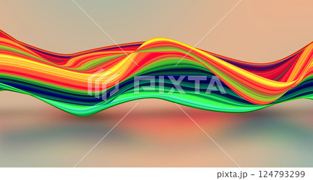 Vibrant abstract wave with fluid multicolor motion, smooth silky texture, and bright glowing reflections for modern backgrounds 124793299