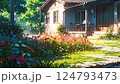 田舎町の住宅と癒しの庭 124793473