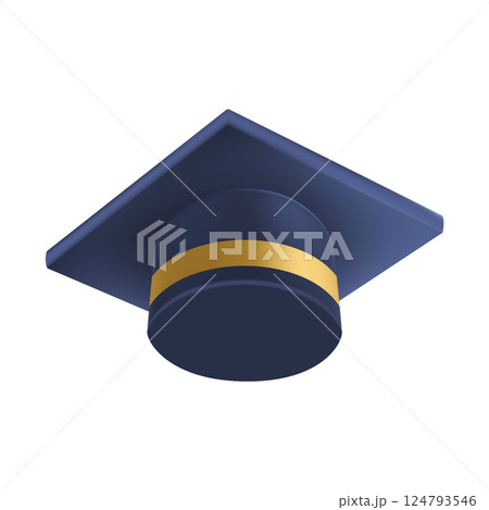Realistic Blue graduate cap. 3D Graduation Doctoral hat. 124793546