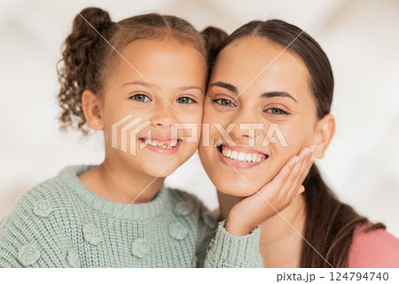 Mother, daughter and face portrait of love, care and bond together on a blur background. Woman, child and caring parent with her kid for bonding, affection and loving relationship while relaxing Mother, daughter and face portrait of love, care and bond together on a blur background. Woman, child and caring parent with her kid for bonding, affection and loving relationship while relaxing 124794740