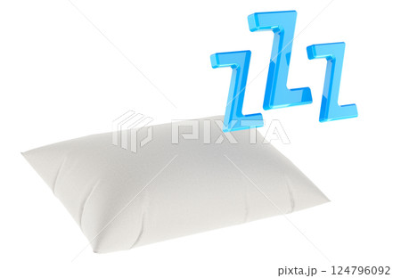 Pillow with ZZZ Symbols. 3D rendering 124796092