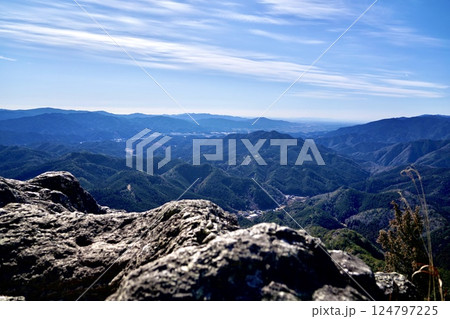 青空と山々の壮大な景色 124797225