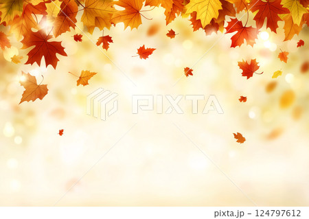 Colorful Autumn Foliage in a Soft Ambient Glow Perfect for Seasonal Nature Backgrounds 124797612