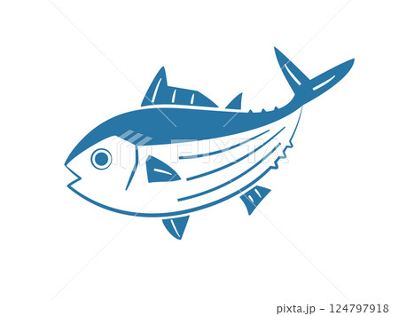 勢いよくカツオが跳ねているイメージのイラスト 124797918