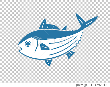 勢いよくカツオが跳ねているイメージのイラスト 124797918