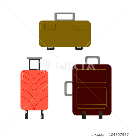 Summer clothing set Vector summertime Trend outfit. Set suitcases. Design for sales banner poster web page advertising printed materials. 124797987