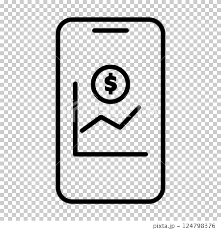 Monochrome icon of smartphone making online investment with dollar value rising 124798376