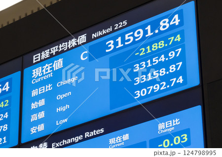 トランプ関税ショックの影響を受けて株価急落・円高進行(東証アローズマルチディスプレイ) トランプ関税ショックの影響を受けて株価急落・円高進行(東証アローズマルチディスプレイ) 124798995