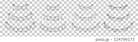 Hand drawn flag garland set, lines only 124799173