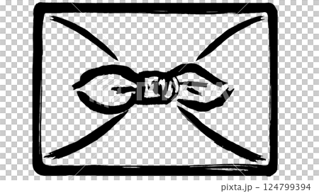 風呂敷イラスト　手書き毛筆　和風イメージ　俯瞰　黒色　贈答品プレゼント　ピング透明 124799394