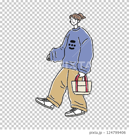 穿著超大號服裝的女人 124799406