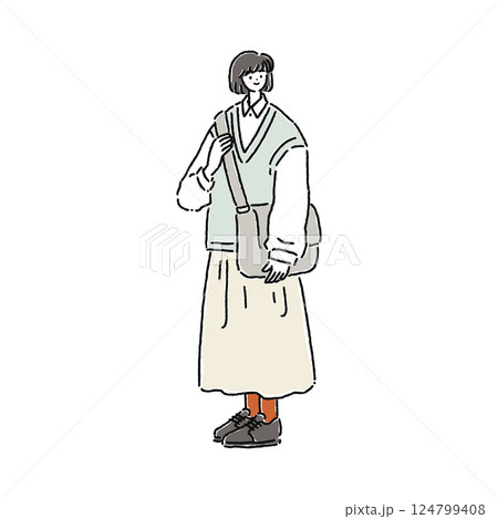 大人可愛いナチュラルコーデの女性 124799408