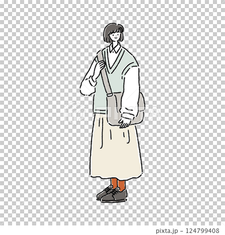 大人可愛いナチュラルコーデの女性 124799408