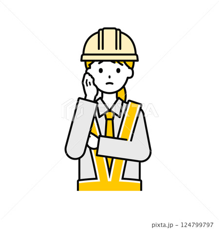 上半身のポーズ_シンプルな交通誘導員の女性12 124799797