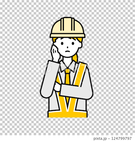 上半身のポーズ_シンプルな交通誘導員の女性12 124799797