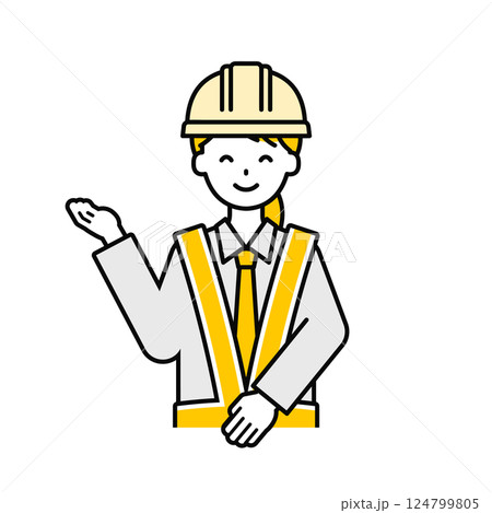 上半身のポーズ_シンプルな交通誘導員の女性20 124799805