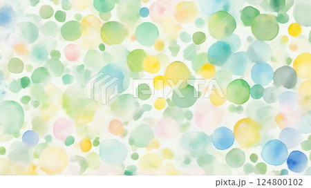 やさしい春色の水彩背景 – 淡くカラフルな水玉模様 124800102