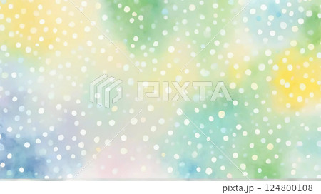 やさしい春色の水彩背景 – 淡くカラフルな水玉模様 124800108