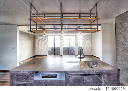 広いリビングダイニングとモダンなキッチン 広いリビングダイニングとモダンなキッチン 124800429