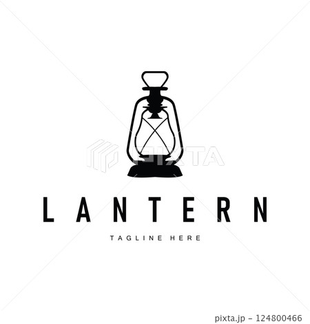 graphic symbol design hand drawn logo lantern lamp simple minimalist with antique old concept illustration template 124800466