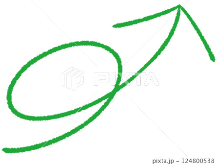 円を描いて右上に向かう矢印(緑色) 124800538
