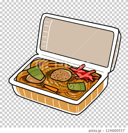 パックに入った焼きそばのイラスト 124800557