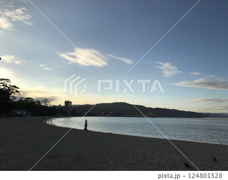 夕暮れ時の日本の綺麗な海岸 124801528