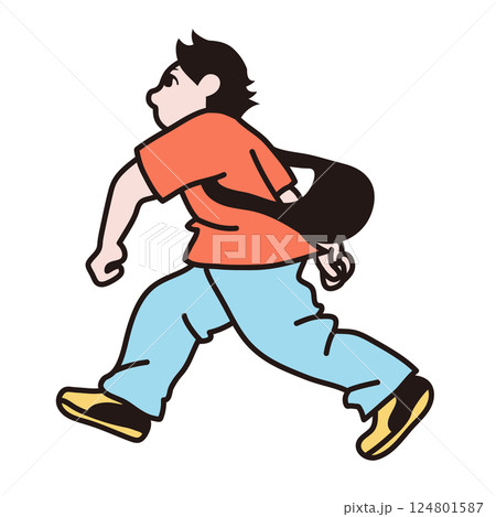 走っている男性 急ぐ 線画 ベクター 走っている男性 急ぐ 線画 ベクター 124801587
