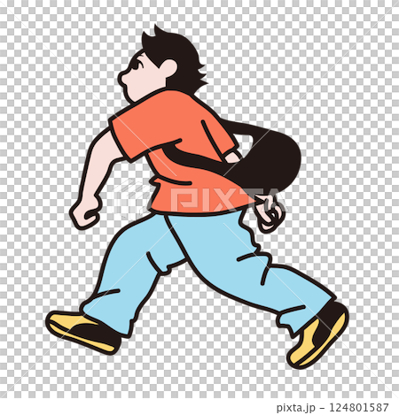 走っている男性 急ぐ 線画 ベクター 走っている男性 急ぐ 線画 ベクター 124801587