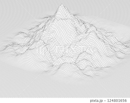 山岳地形のワイヤーフレームバックグラウンド　ベクターイラストレーション 124801656